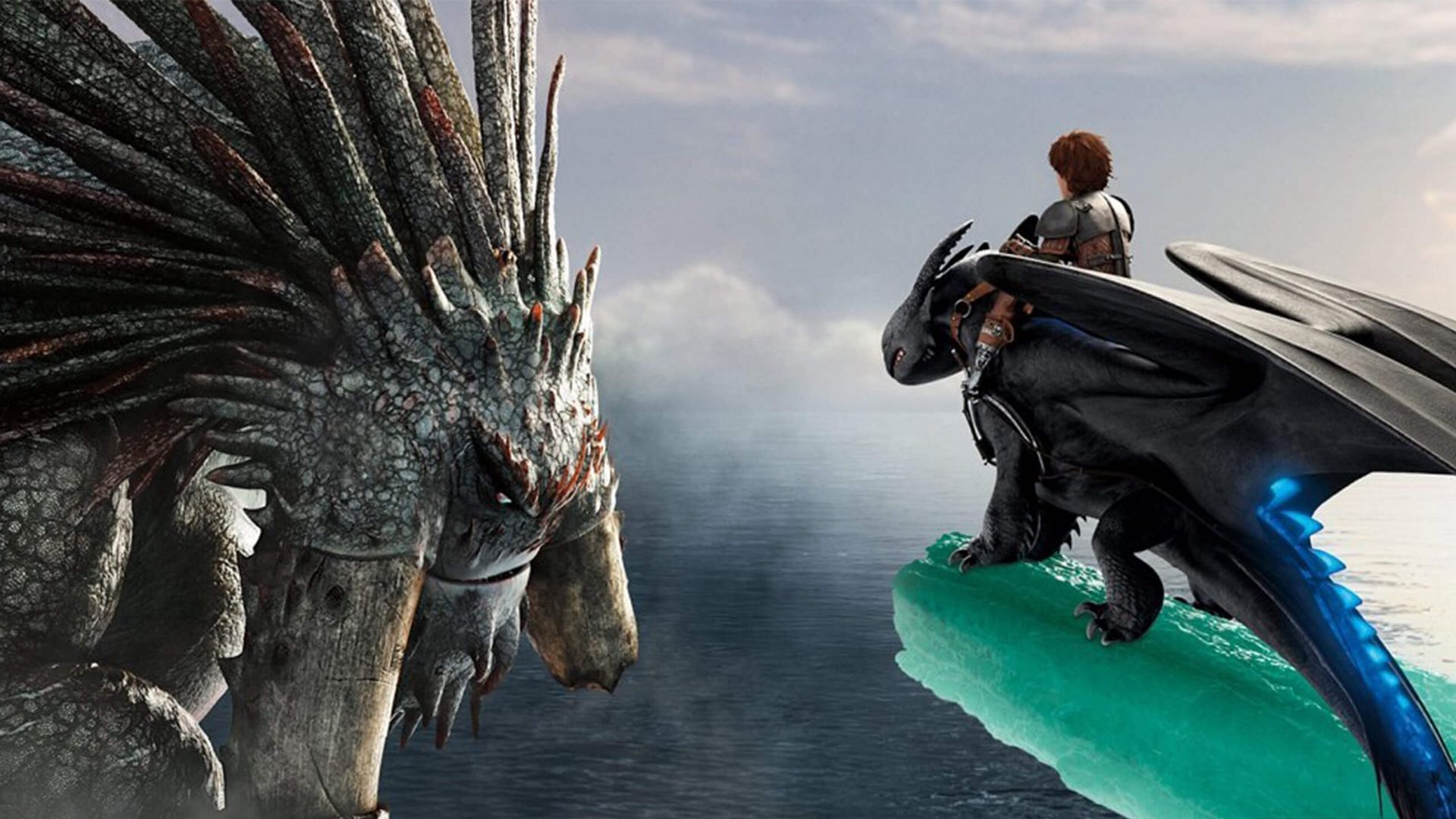 Toothless and Hiccup face a Bewilderbeast (Image via DreamWorks)